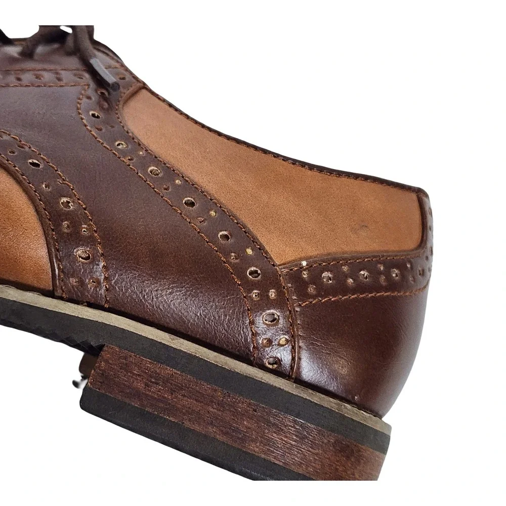 Drexlite Hunter Mens Brown Two Tone Wingtip Brogue Oxford Dress Shoes Size 10M